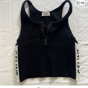 Celine Black and White Zip-Front Tank Top